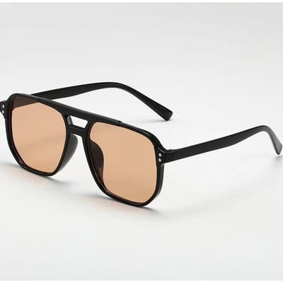 Dames Heren Vierkante Zonnebril Retro Veelhoekige Zonnebril Vrouwelijk Zwart Vintage Mode Dames Oculos De Sol Dubbele Balk Bril