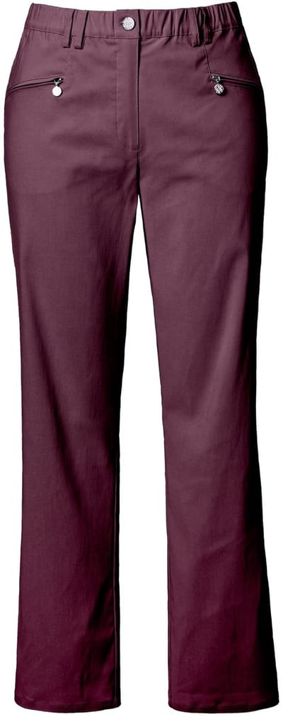 Ulla Popken - Dames - Thermobroek Mony taps toelopende pijp ritszakken - Aubergine - Maat 42