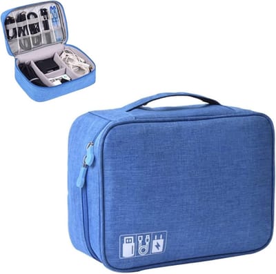 Multifunctionele Kabel Organizer en Elektronische Accessoires Tas voor Reizen en Opslag van Oplaadkabels en Camera's (Blauw)