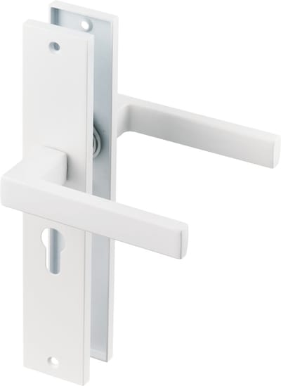 Lorto - Witte Deurklink - Cilindergat - Recht Lang Schild - PC 55mm