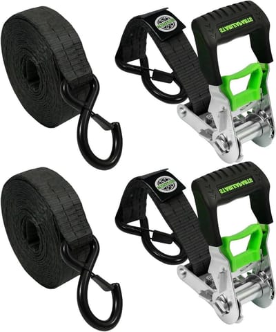 Spanbanden met ratel - Sjorbanden set - Lading zekeren - Breukvast 2000 kg - 35 mm x 6 m - Zwart