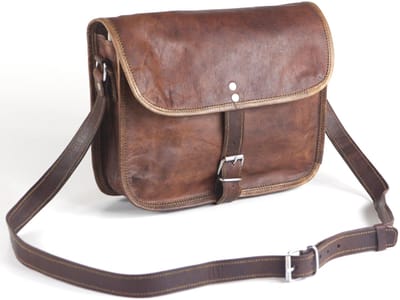 Handtas - Heuptas IGA Urban Chique - Bruin Echt Leer – 18 x 12 x 6 cm - Damestas ECHT LEER - Handgemaakt MODEL 009