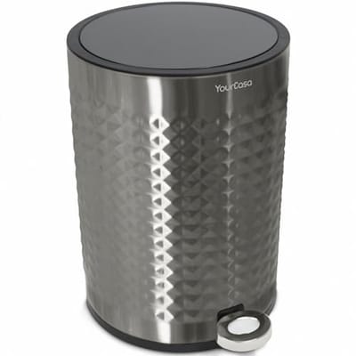 Stainless Steel Garbage Can 5L for Bathroom and Living Room - Soft Close Lid Cosmetic Bucket