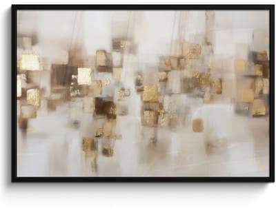Poster in lijst - Fotolijst 120x80 cm - Posters - Abstracte vierkanten - Aardetonen - Mistig - Posterlijst zwart - Decoratie - Wanddecoratie woonkamer - Muurdecoratie slaapkamer