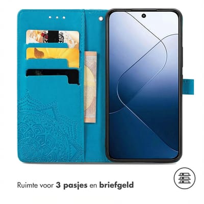 imoshion Hoesje - Geschikt voor Xiaomi 14T - Mandala Bookcase - Turquoise
