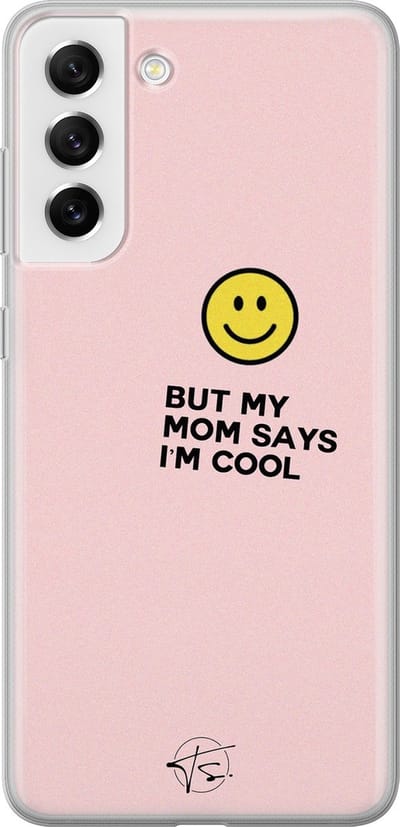 Hoesje geschikt voor Samsung Galaxy S21 FE - I'm cool quote - Soft Case - TPU - Tekst - Roze - Mooie Telefoonhoesjes