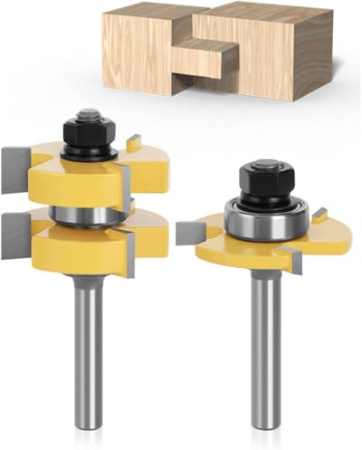 Frees- en spoelfreesset - Handgreep T-vormige freesset met 3 tanden - 8 mm T-handgreep houtbewerkingsgereedschap - Set van 2