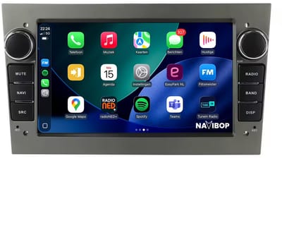 Geschikt voor Opel Corsa C - Grijs (2001 t/m 2013) | 7 inch Android 15.0 CarPlay autoradio | Draadloos CarPlay & Android Auto | 2GB RAM + 32GB | Externe microfoon | Bluetooth & WiFi | NAVIBOP NB-1672 | Bouwjaar 2001 t/m 2013