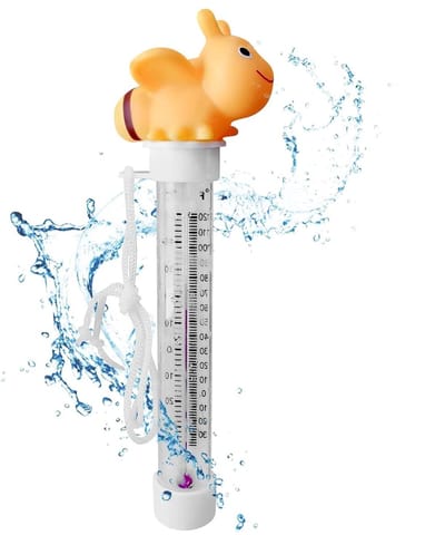 Drijvende Zwembadthermometer - Cartoon Watertemperatuurmeter - Water Temperatuur Meten - Dubbele Schaal Display - 21 cm - Geel