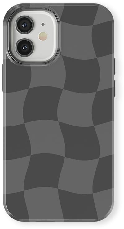 Checkered Warp Hoesje geschikt voor iPhone 12 | Geschikt Voor Mag | Uniek Design Hoesje | Beschermhoes geschikt voor iPhone 12 Grey Motion