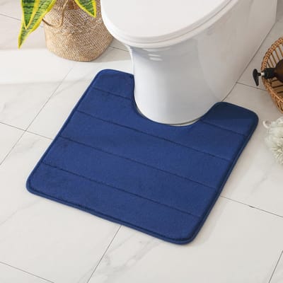 Zachte en absorberende antislip badmat 45x45 cm - Marineblauw voor badkamer, keuken of entree