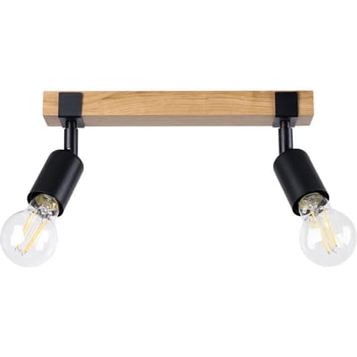 Sollux Lighting Plafondlamp Zuca - E27 - zwart hout - staal/hout - 14x38x15cm