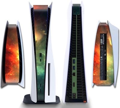 Gadgetpoint - Console Sticker Strip voor PS5, PlayStation 5 - Performance Gaming Skin - Bescherming Accessoires - Groen/Oranje