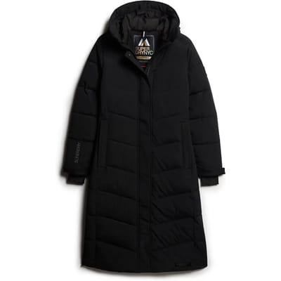 Superdry - Lange gewatteerde City Chevron jas - Dames - Gewatteerde jassen