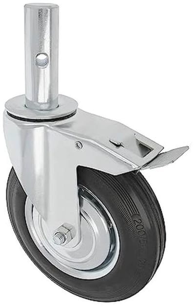 Steigerwiel met rem | Ø 200 mm | maximale belasting 200 kg | metalen kern en elastiek | speciaal voor industrieel gebruik