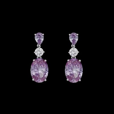 Victoria Valenza 925 Sterling Zilveren Oorbellen met Paarse Zirkonia Stenen - Oorhangers - 925 sterling zilver - Zilverkleurig - Zirkonia