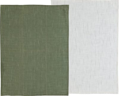Södahl Line Theedoek 50 x 70 cm 2 stuks Olive/White