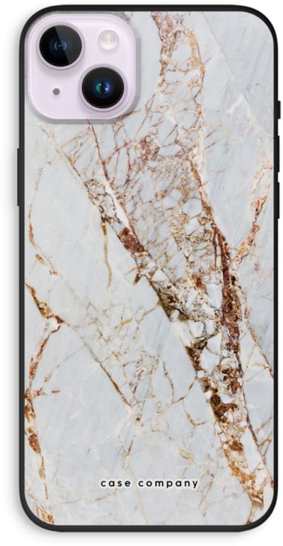 Case Company® - Hoesje geschikt voor iPhone 14 Plus hoesje - Goud marmer - Biologisch Afbreekbaar Telefoonhoesje - Bescherming alle Kanten en Schermrand