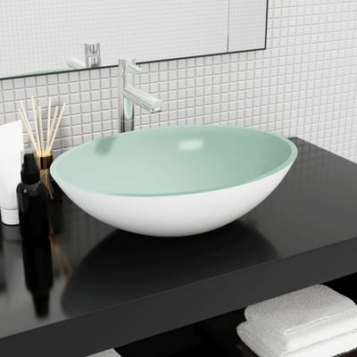 vidaXL - Wasbak - 50x37x14 - cm - glas - wit