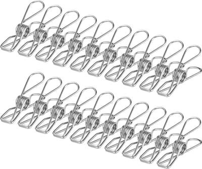 Wasknijpers van roestvrij staal, 100 stuks, roestvrij staal, waslijn, klemmen voor handdoek, kleding, sokken zilver