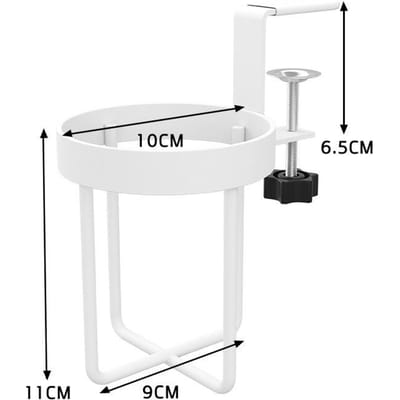 Home Clip On Tafelbekerhouder Horizontale Verticale Montage Anti-lek Kantoor Bureau Mokhouder Metalen Klem Waterfles Opberglade wit