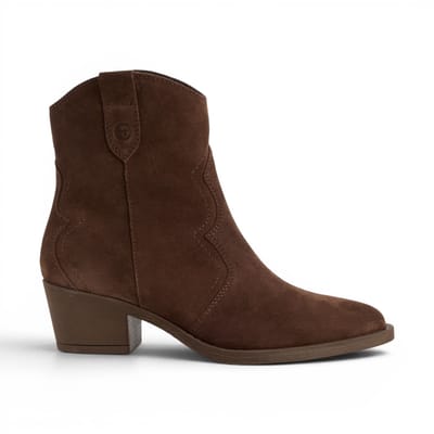 Tamaris Bruine Suède Leren Cowboy Western Ankle Boots voor Dames - 25702-41