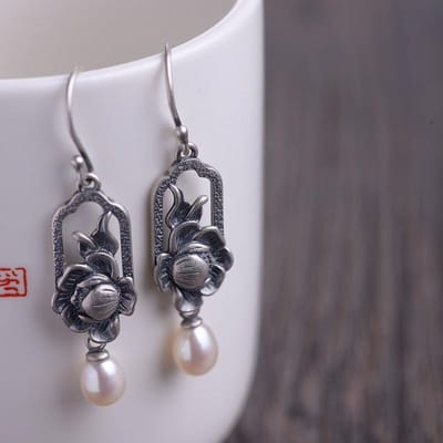 Natuurlijk Hetian Witte Magnolia emaille porselein Parel Oorbellen Chinese Boheemse charme dames merk sieraden white