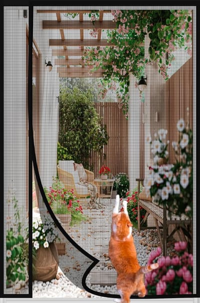 YAGXIG Magnetisch muggennet voor de deur - 120 x 210 cm - Veilig, kattenklauwbestendig, insectenwerend, vliegenwerend gordijn - Met magnetisch schuifvenster - Geschikt voor erkers - Geen boren nodig - Zwart