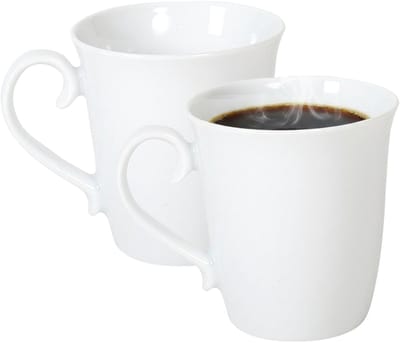 Gerimport Koffie / thee mok - sierlijk - 2x stuks - wit - 310 ml - mokken - keramiek