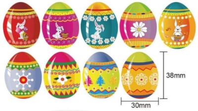 Paas Sticker - Sluitsticker – Ei – Eieren - Konijn – Bloemen - 9 assorti | Gekleurde / Geverfde Eieren | Kaart - Envelop | Pasen – Paasfeest | Envelop stickers | Cadeau - Gift - Cadeauzakje - Traktatie | Chique inpakken