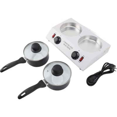 2 Tanks Chocoladesmeltmachine Constante Temperatuur Aluminium Anti-aanbak Handmatige Chocolademachine L white