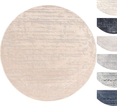 Modern Laagpolig Vloerkleed Rond – 120 cm – Beige – Premium Woonkamer Tapijt – Geschikt voor Vloerverwarming