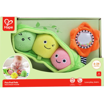 Hape Pea Pod Pals – Sensorisch Babyspeelgoed met 3 Zachte Erwtjes | Vanaf 6 Maanden