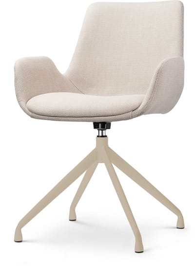 Nolon Nola-Eef Draaibare Eetkamerstoel Beige - Beige Onderstel - Armstoel - Comfortabel - Japandi