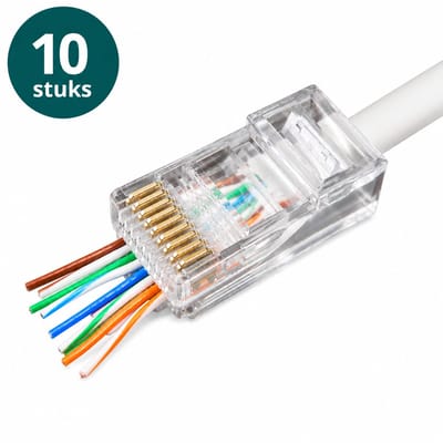 CLUTCHR - RJ45 CAT6 Connectoren Doorsteek – 10 Stuks – UTP Netwerkstekkers – Voor CAT5e/CAT6 Kabel – Solid & Flexibel – Pass Through