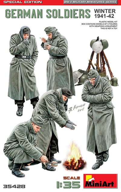 MiniArt Modelbouwpakket Militaire voertuigen - 35428 Duitse Soldaten WWII - Winter 1941-42 - Speciale Editie - 5 Figuren Plastic - 1:35 - Modelbouw