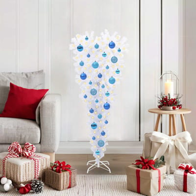 vidaXL - Kunstkerstboom - met - 150 - LED - Wit - 120 - cm - PVC - en - Staal