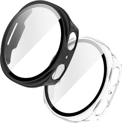 YONO Case geschikt voor Samsung Watch 8 40mm - 2 Stuks - Screen Protector - Hoesje - Zwart en Transparant