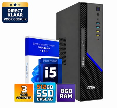Office PC Intel Core i5 | 8GB RAM | 512GB SSD | Windows 11 Pro | WiFi & Bluetooth | Zakelijke Computer | Werkcomputer | Thuiswerk PC | Desktop Computer | Plug & Play | Klaar voor Gebruik | DVD-RW | Studie PC | 3 Jaar Garantie