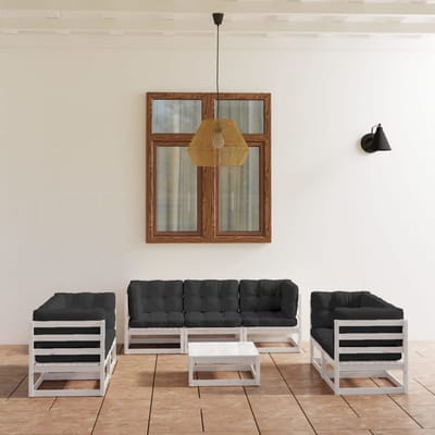 vidaXL - 8-delige - Loungeset - met - kussens - massief - grenenhout