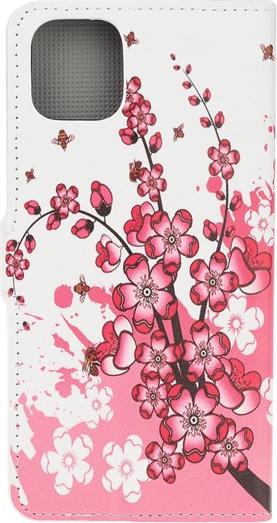 Peachy Wallet kunstleer bloemen hoesje geschikt voor iPhone 12 en iPhone 12 Pro - wit