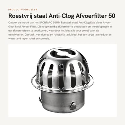 Solidchoice- Afvoerfilter Roestvrij Staal - Anti-Clog - Vloerafvoer - Buitenafvoer - 50mm - Duurzaam en Functioneel - Vloerdrain