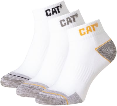 CAT Enkelsokken Heren Work Sneakers 3-paar Korte Werksokken Wit - Maat 43-46