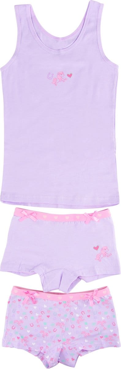 Funderwear meisjes setje Tiger - Onderbroek & Hemdje - Boxershorts - Roze - Groen - Paars - 110 - Lila