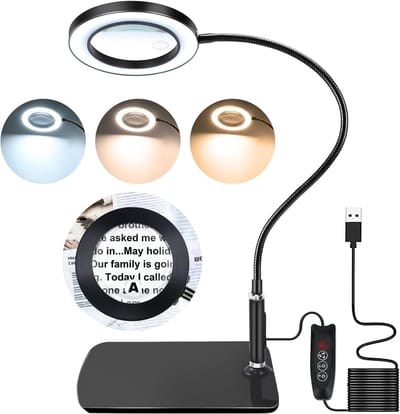 Vergrootglas met Licht - Leeslamp - Gedetailleerd Werk - 72 LED Verlichting - 20x20x40 cm - Zwart