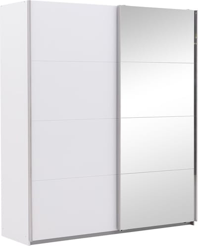 Goossens Kledingkast Miami, 180 Cm Breed, 210 Cm Hoog, 1x Spiegeldeur Re En 1x Schuifdeur Li - Wit
