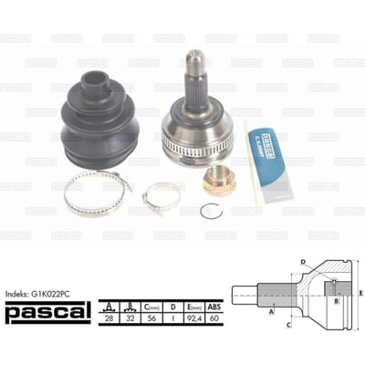 Homokineet reparatie set, aandrijfas PASCAL G1K022PC
