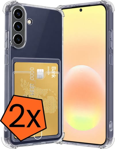 Hoes - 2 Stuks - Geschikt voor Samsung Galaxy A57 - Met Pashouder en Kaarthouder - Telefoon Hoesje Shockproof - Siliconen Case - Back Cover - Shock Proof - Pasjes Houder - Transparant