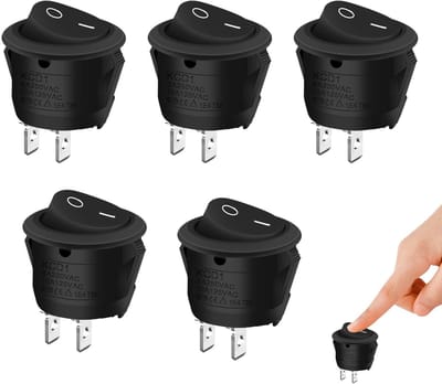 Allecto - Rond 12V Rocker Switch - Toggle Switch On/Off - Voor Auto en Boot - Betrouwbare Schakelaar - Eenvoudige Installatie - Geschikt voor Meerd...