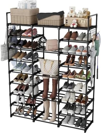 DIY Metalen Schoenenrek met 9 Niveaus - Opbergoplossing voor 50-55 Paren Schoenen - Zwart - Voor Woonkamer, Kleedkamer en Hal